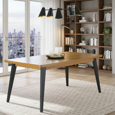 Table de salle à manger extensible de couleur miel clair, flexible et extensible