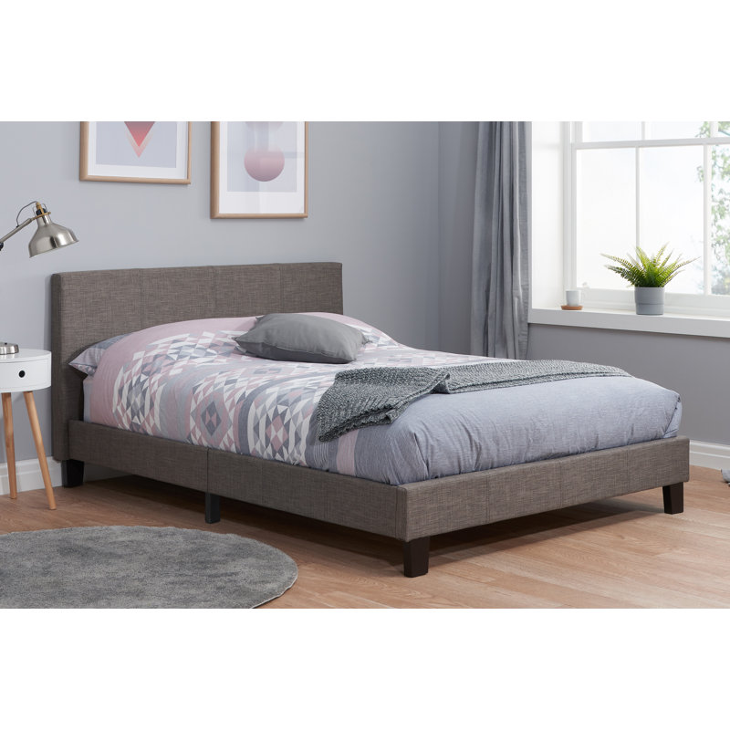 Upholstered Bed with Mattress, Grey
