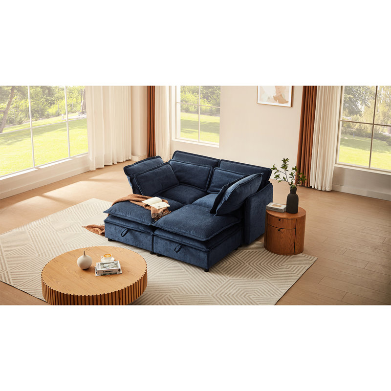 Ustyle 4 avec coussins à double couche et rangement bien planifié - Coussin bleu foncé