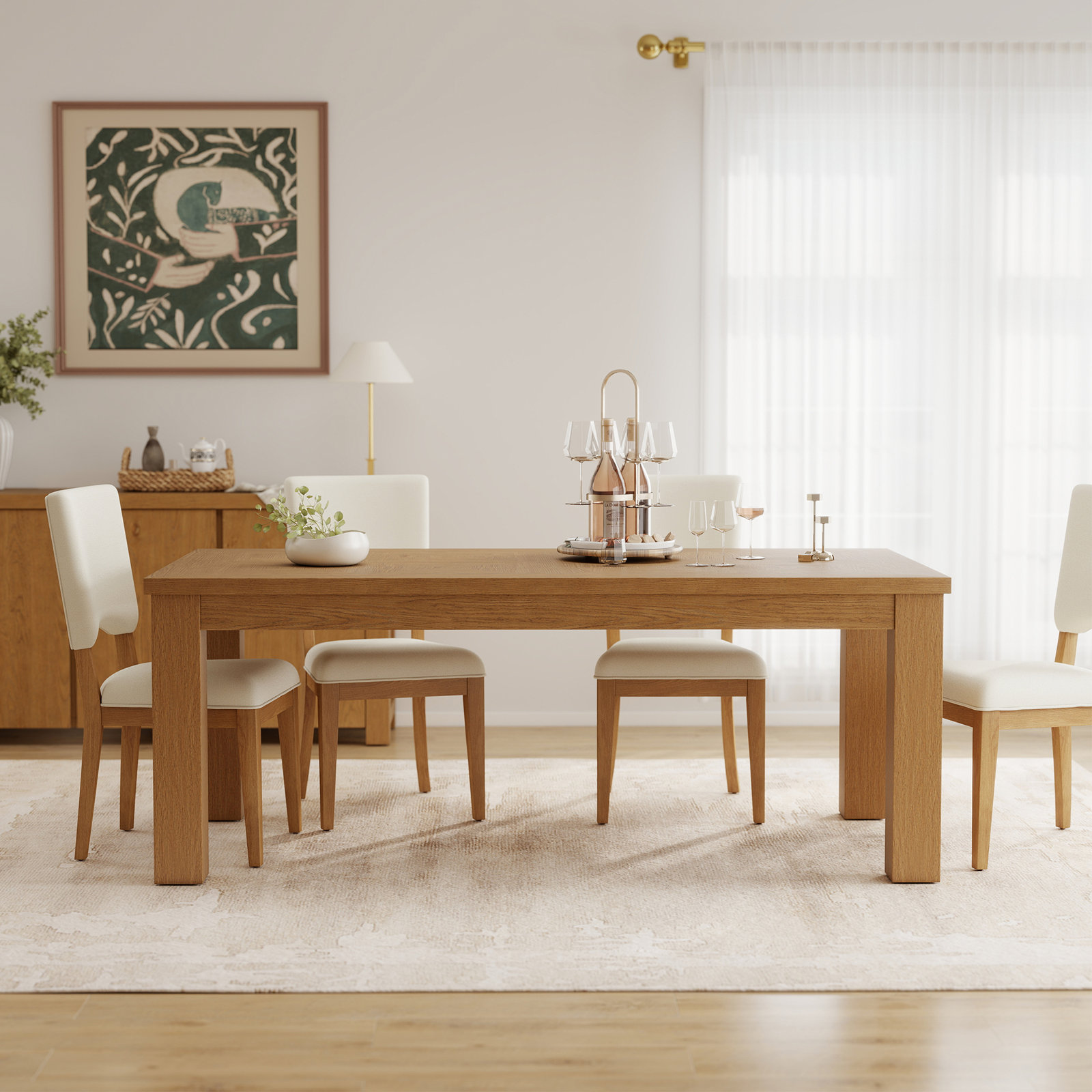 Dutton 78" Oak Dining Table, Mid Tone Oak