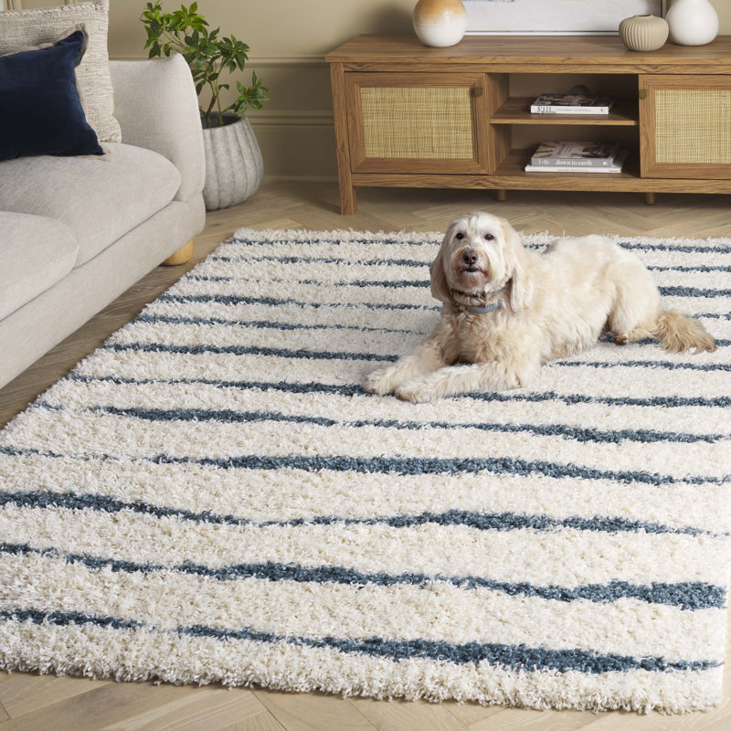Evgeniy Venus Shag 600 Performance Striped Rug, Rectangle 9' x 12'