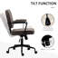 Fauteuil de bureau à domicile, en microfibre, brun, réglable en hauteur et en microfibre inclinable et résistante au stress de 17,75 po à 20,75 po, fonctionnel, soulage l'inconfort du dos pendant les journées de travail