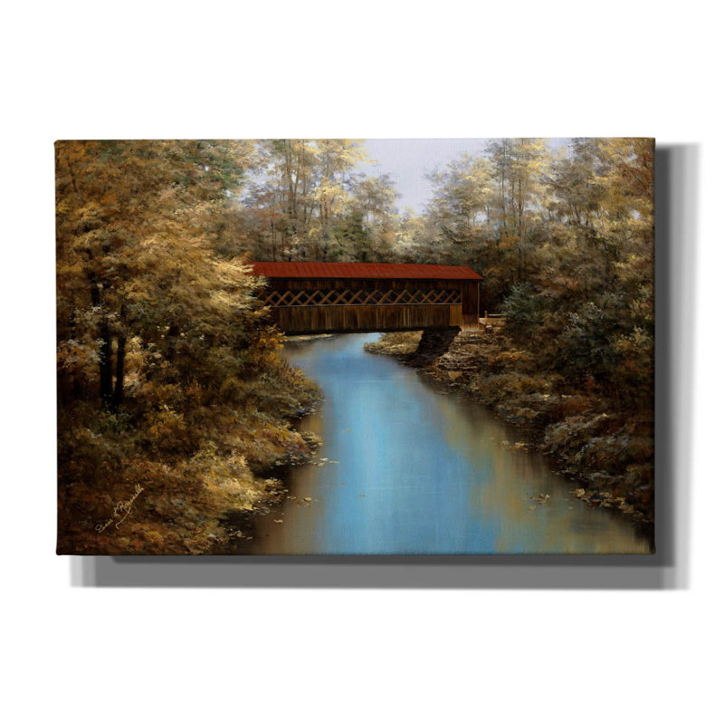 «Pont couvert» par Diane Romanello, H 18 po x l 26 po x P 0,75 po
