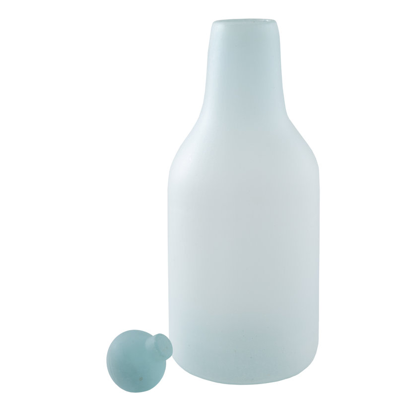 Frosted Turquoise Glass Table Vase, 26" H x 10" W x 10" D
