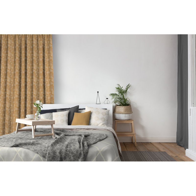 Micheal Pencil Pleat Opaque Curtains, 145cm Width x 145cm Drop, Curry