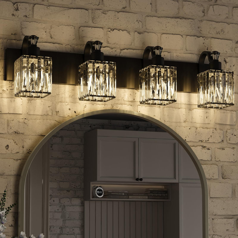 Éclairage de meuble-lavabo moderne en cristal, Noir, noir, noir, noir