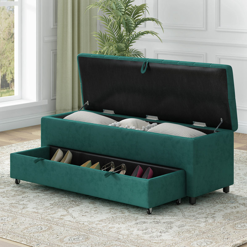 Banc de rangement Phylecia, 100% polyester vert