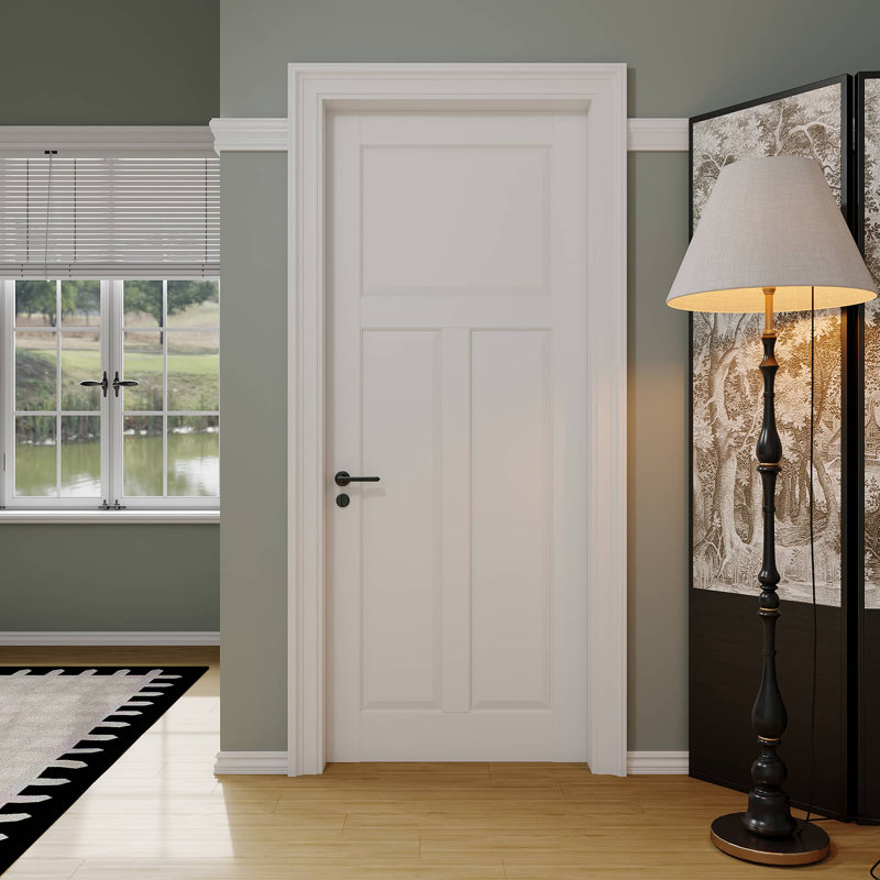 Porte intérieure à dalle standard en bois massif 24 po x H 80 po à 3 panneaux, 24 po x 80 po