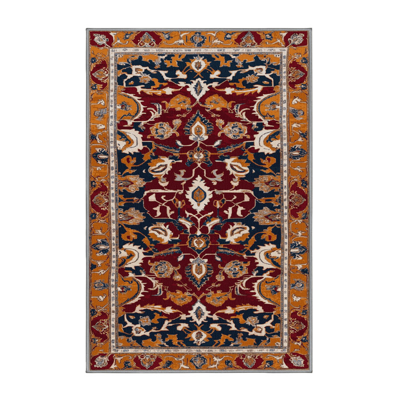 Tapis brun Tabriz lavable à la machine