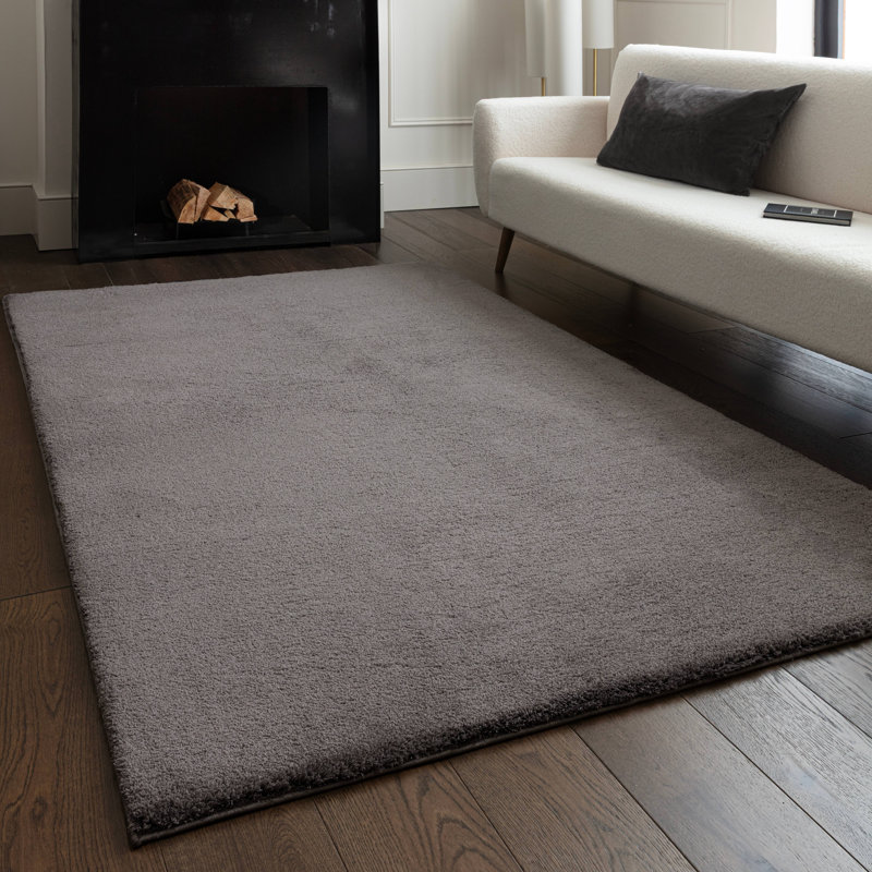 Symaya Cosy Shaggy Charcoal Area Rug, Rectangle 80 x 150 cm