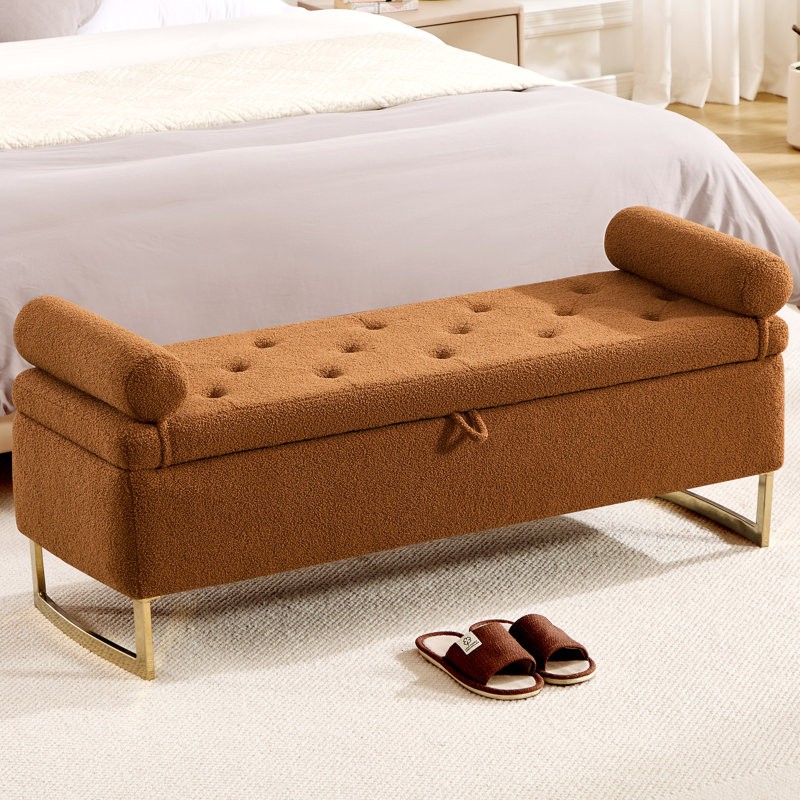 Teddy Upholstered Bench, Orange