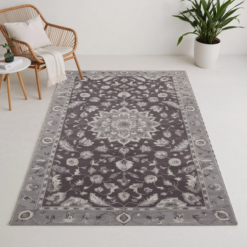 Tapis gris d'intérieur et d'extérieur Tabriz, Rectangle 5 pi x 7 pi