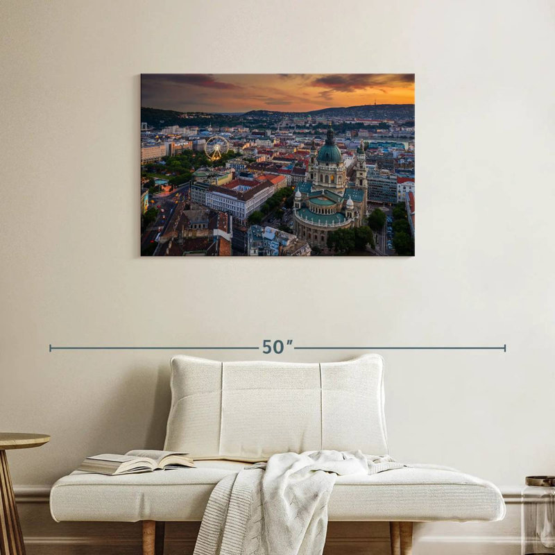 Coucher de soleil à Budapest, H 24 po x l 36 po