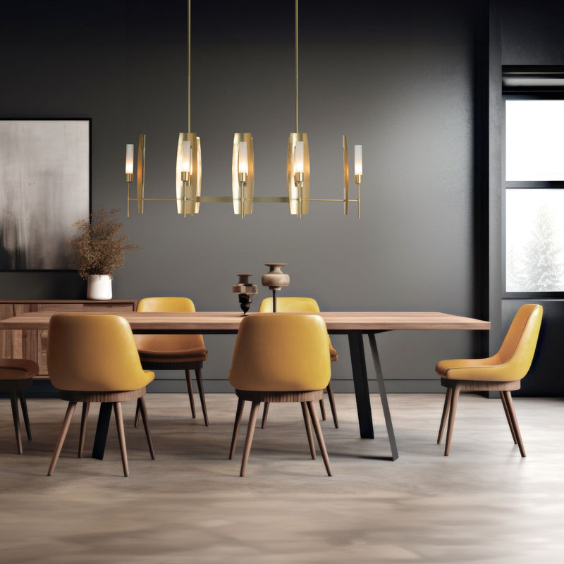 Passage 8 - Light Kitchen Island Linear Pendant, Modern Brass, Frosted