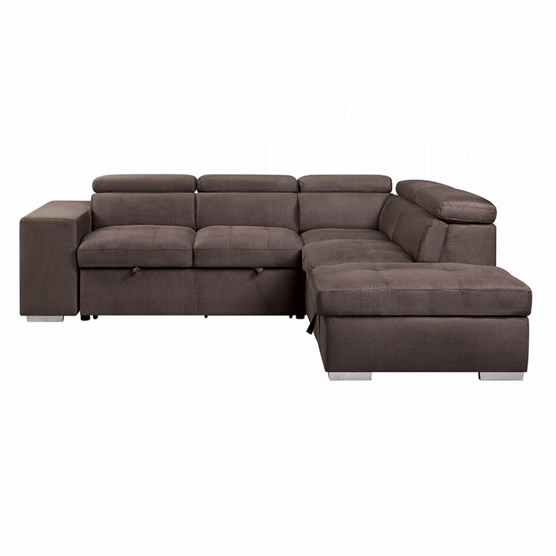 Udele Upholstered L-Shaped Sectional Right Hand Facing, Brown Fabric