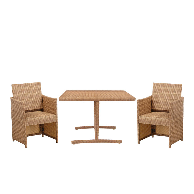 Tylane 2 - Person Wicker Patio Dining Set Rectangular Table
