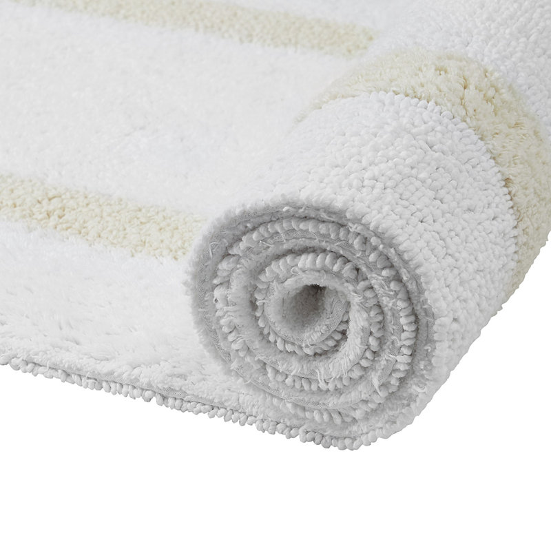 Arth Premium 100% Cotton 2370 GSM 4-Piece Bath Rug Set OEKO-TEX® Certified, Ultra Plush Tufted Bathroom Mats, Super Absorbent, Reversible, Machine Washable, Spa-Like Comfort, White/Ivory