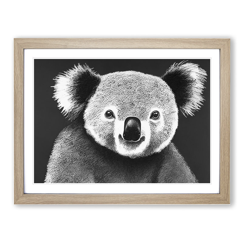 Koala Bear - Framed Print, 25cm H x 34cm W, Oak Framed