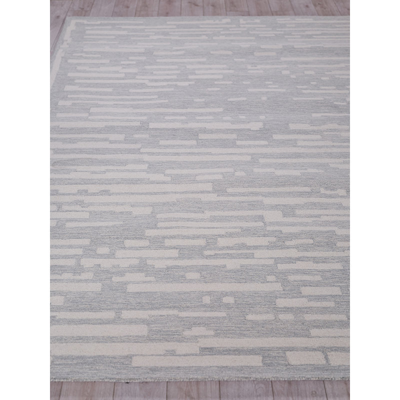 Exquisite Rugs Carmel Handmade Hand-Tufted New Zealand Wool On Canvas Light Gray/Ivory Area Rug, Rectangle 14' x 18'