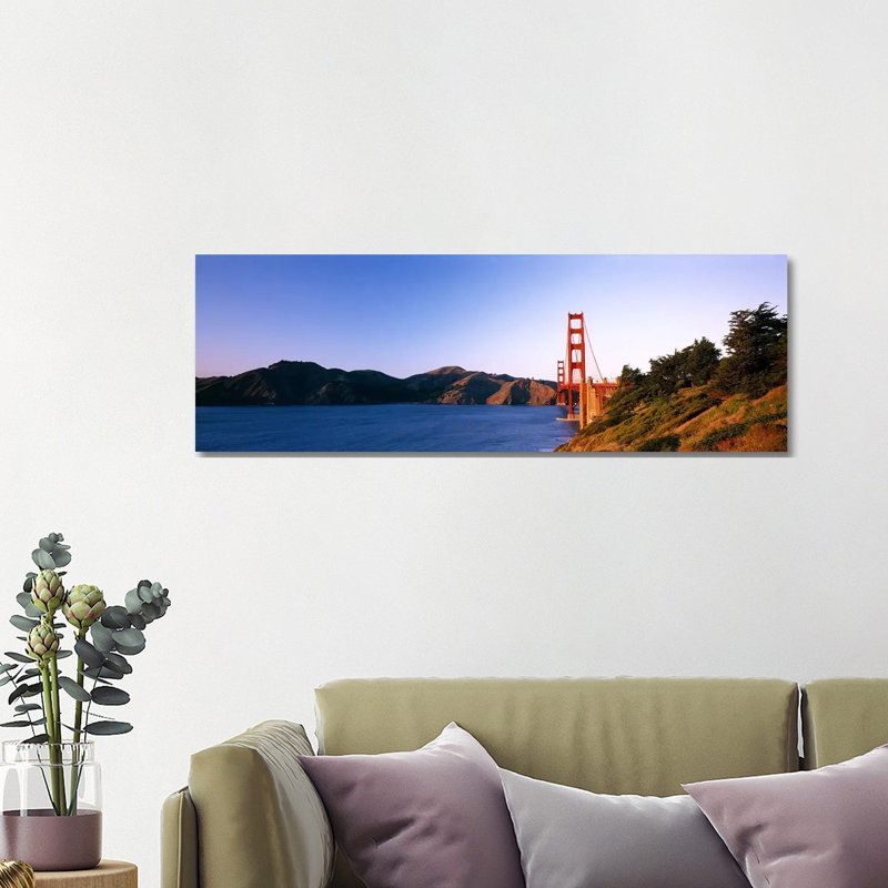 Suspension Bridge Across The Sea, Golden Gate Bridge, San Francisco - Wrapped Canvas Panoramic Print