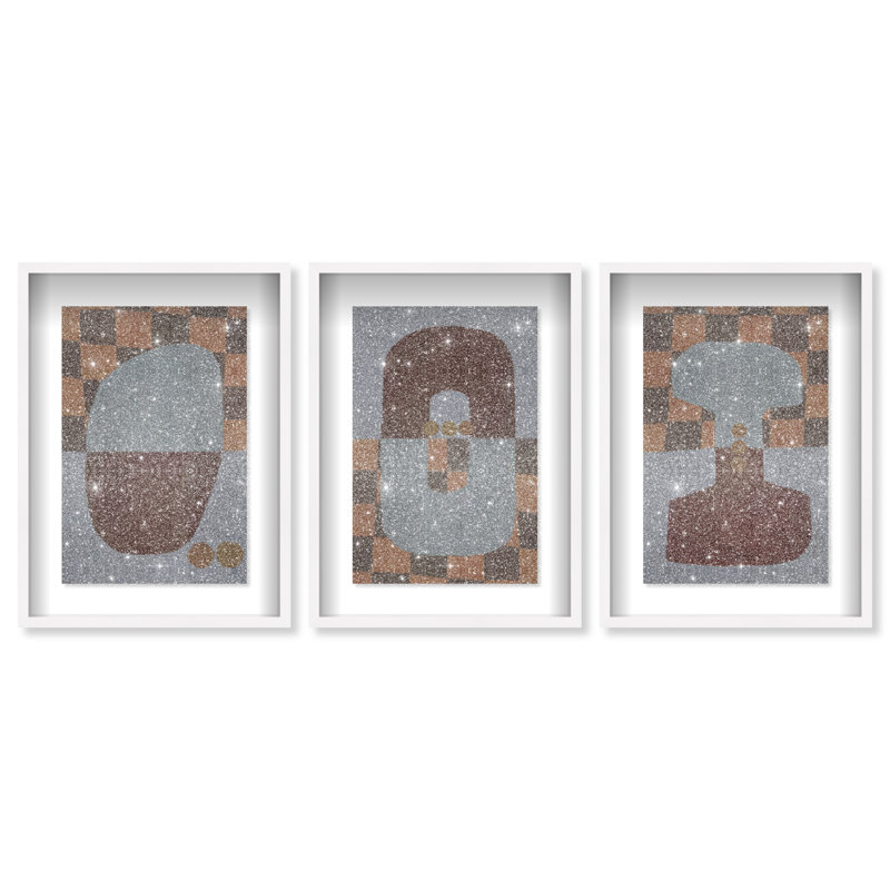 Checkered Dominos Set Framed Graphic Art, 25.5" H x 17.5" W, White Shadowbox