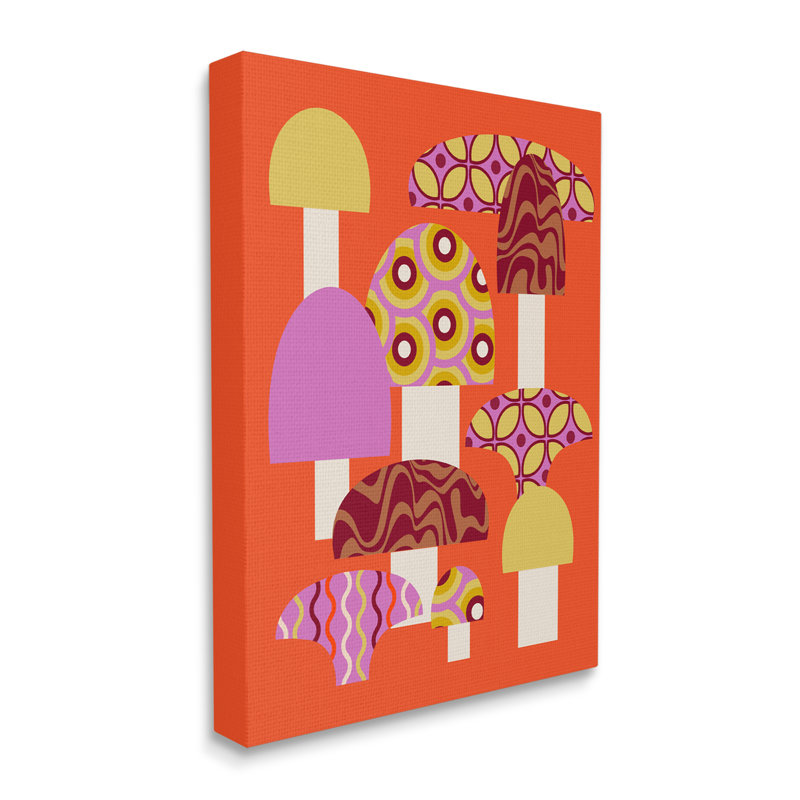 Reproduction de champignons rétro sur toile par Lil 'Rue, H 40 po x l 30 po x P 1,5 po