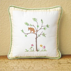 African Plains Embroidered Cotton Blend Throw Pillow