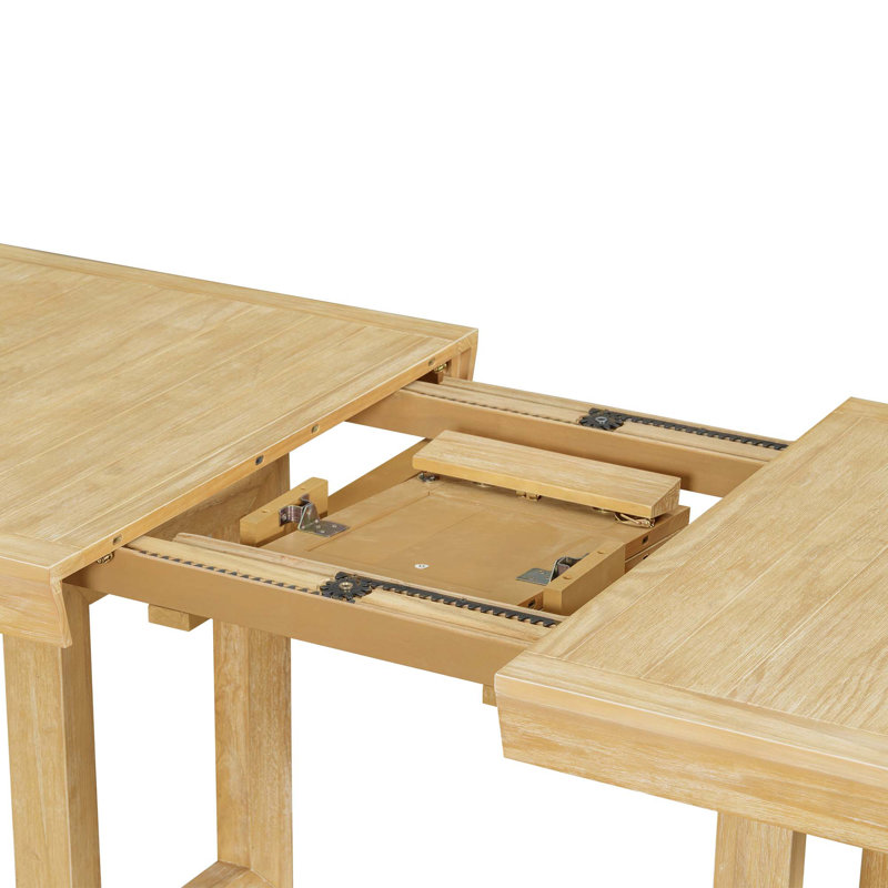 Table de salle à manger extensible 7 pièces Traditional avec rallonge papillon 12 po et 6 Chiars, Naturel, Naturel