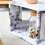 Table basse hexagonale tendance - motif blanc, rangement inclus avec structure à motifs, pratique