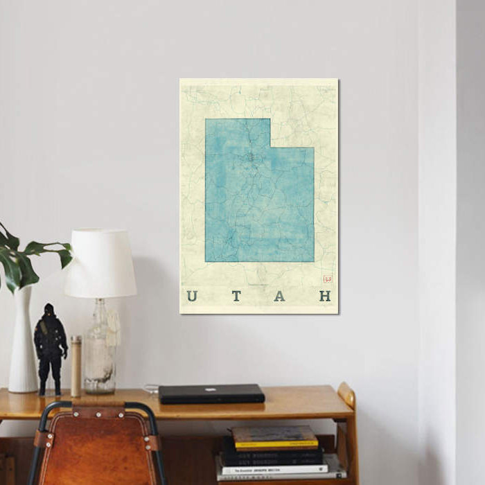 «Utah Map», impression sur toile, H 40 po x l 26 po x P 1,5 po, Toile tendue, Pas de tapis