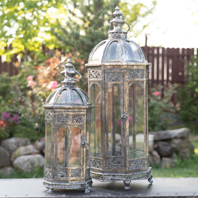 29in. Tall St. Petersburg Iron/Glass Terrariums (Set of 2)