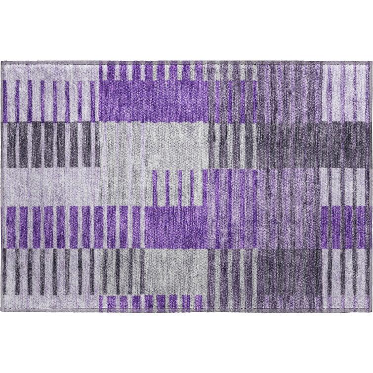 Premium Machine Washable Prisco Purple Rug