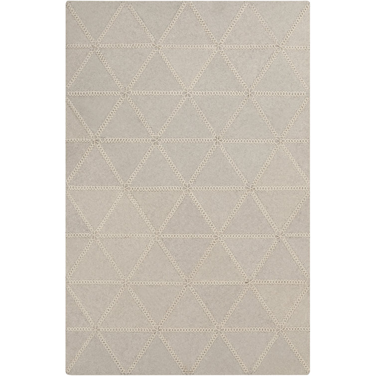 Tapis ivoire en laine tissé à plat à la main à motif géométrique Alexander