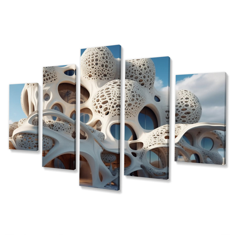 Organic Architectural Flow III - Futuristic Architecture Wall Art Print - 5 Panels