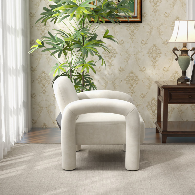 Velvet Armchair, Beige