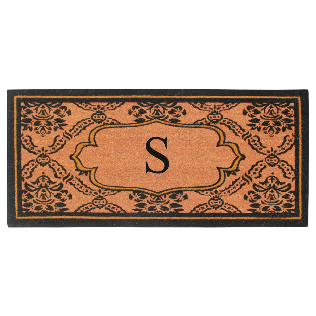 Albertina Monogrammed Natural Coir Door Mat – Ornate Scrollwork Design, 30" × 60", Heavy-Duty, Durable & Easy to Clean Darby Home Co 