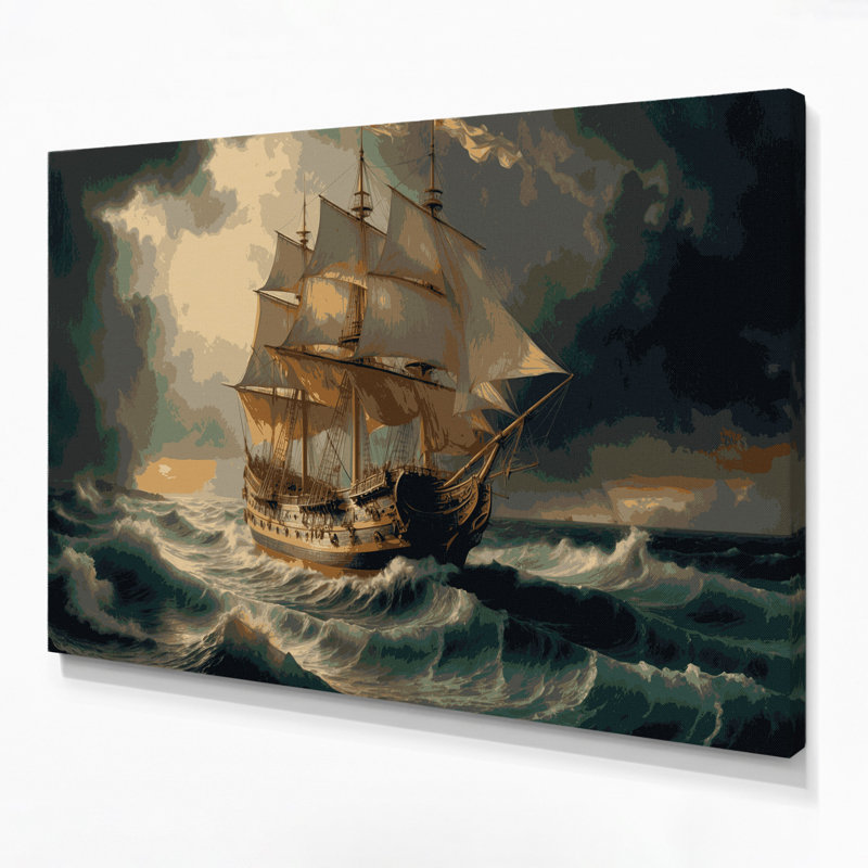 «Thanksgiving Mayflower Ship Art», art mural sur toile brune, H 20 po x l 24 po