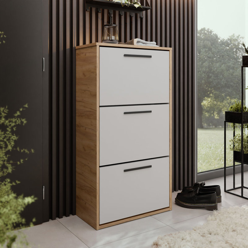 15 Pair Shoe Storage Cabinet, Shoe cabinet ASPER golden craft oak i  white