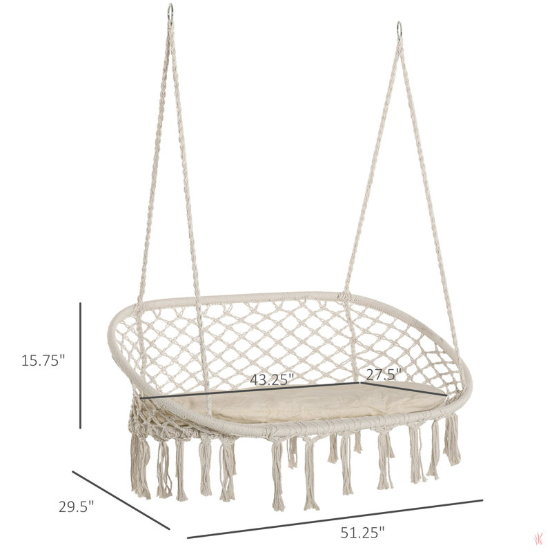 Balancelle en macramé pour 2 personnes Outsunny, Blanc