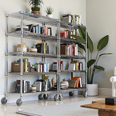 5-Shelf Storage Shelves,Wire Shelving Heavy Duty Metal Storage Shelving Unit Adjustable Garage Shelving Rack Pantry Kitchen ( 5 Tier,17.7" D x 47.2" W x 75.6" H)