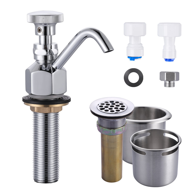ARCORA AR71064A1C Single Handle Deck Mount Brass Kitchen Faucet 0.4 GPM Dipper Well Faucet And Bowl Set