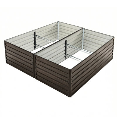 Lit de jardin surélevé 8 x 4 x 2 pi - Conception pour racines et drainage de plantes à double capacité, légumes galvanisés, fleurs, herbes et fruits