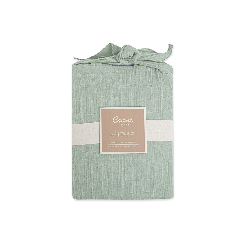 Cotton Sateen Crib Sheet, Solid Color, 100% Cotton by Crane Baby, Evergreen