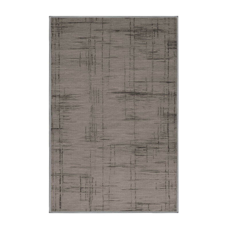 Tapis abstrait gris lavable à la machine, Rectangulaire 2 pi x 3 pi