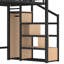 Lit mezzanine simple TG avec escalier de rangement, garde-robe et tablettes intégrées, structure en métal avec lumières USB et DEL, bois naturel-2101073944-2101073940
