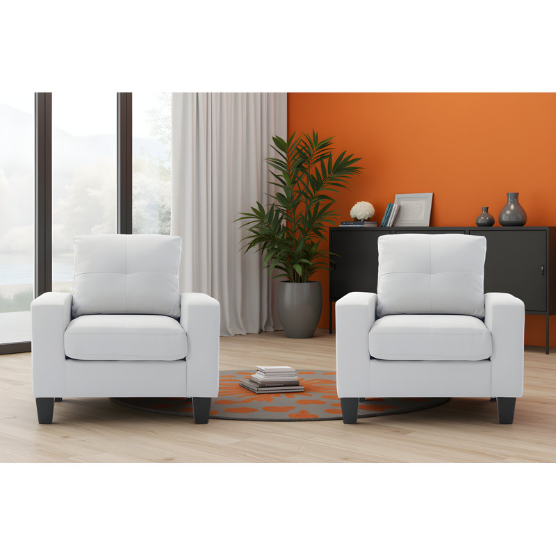 Ensemble de 2 fauteuils club en similicuir Worthen, Blanc