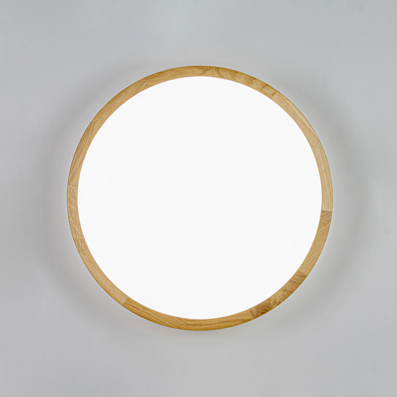 Demitric Glass Flush Mounted Sconce, Natural Oak, 47.5cm H x 47.5cm W x 7.7cm D
