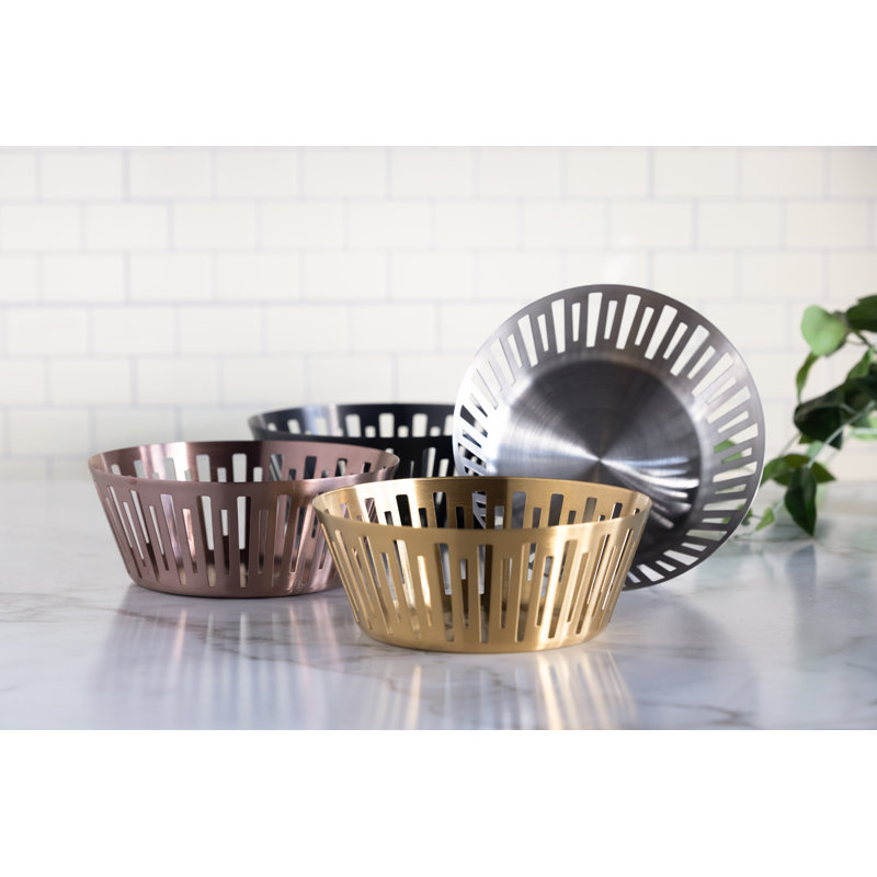 Panier rond en acier inoxydable de 9 pouces, Argent argent