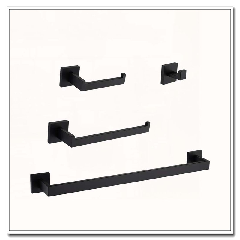 4-Piece Stainless Steel Bathroom Hardware Set, Matte Black