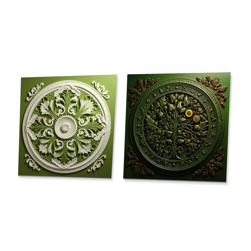 Renaissance Boho Mandala Revival I - ensemble abstrait d'art mural en métal carré de 2, H 36 po x l 72 po